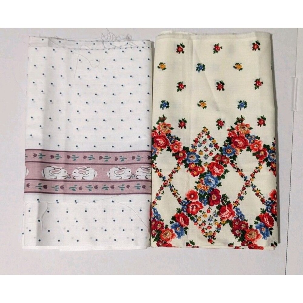 Vintage Cranston Print Works VIP Fabric Calico Floral Lattice Bunny Bundle 5.5Yd